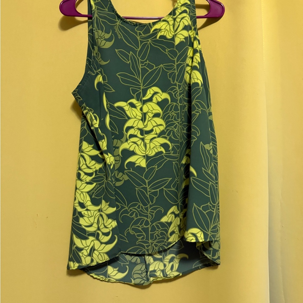 Manuhealii Green and Yellow Floral Tank Top